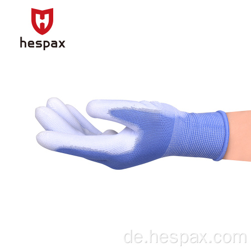 Hespax 13g Polyester Konstruktion Antistatische PU-Palmhandschuhe